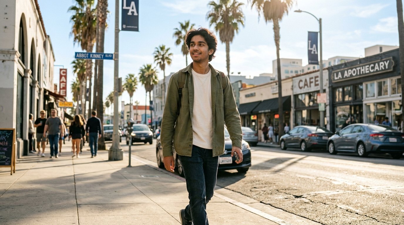 Aryan Simhadri net worth candid street portrait in Los Angeles