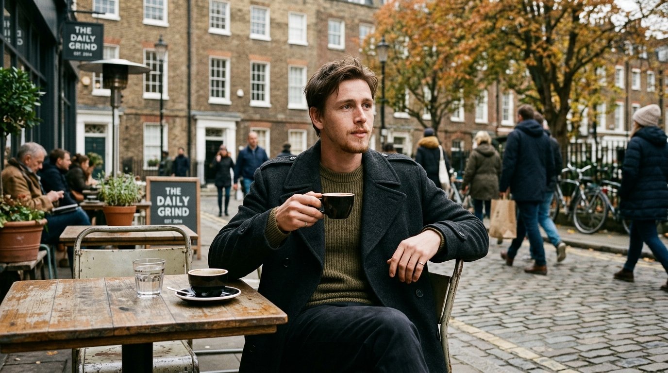 Harris Dickinson net worth candid London cafe lifestyle photo