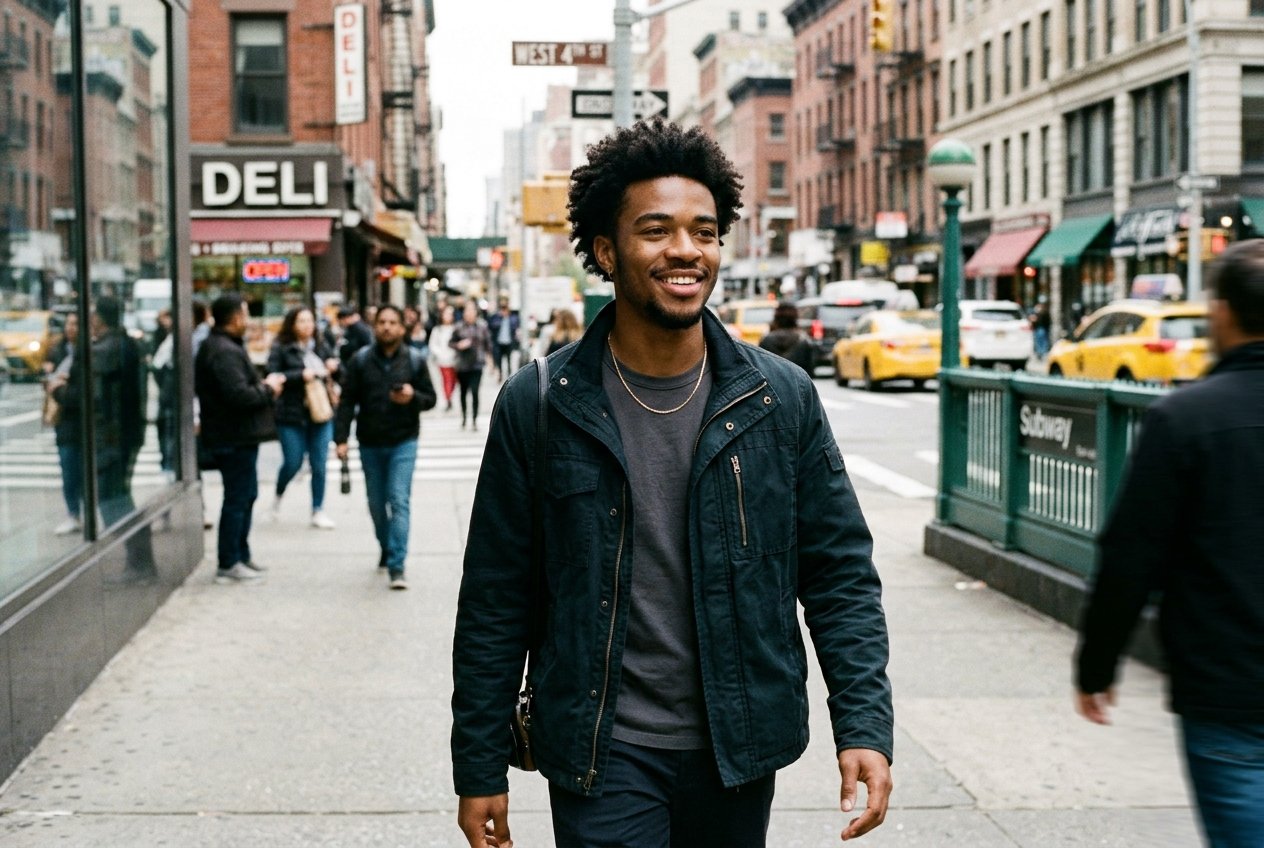 Jaden Michael net worth candid street portrait in New York City