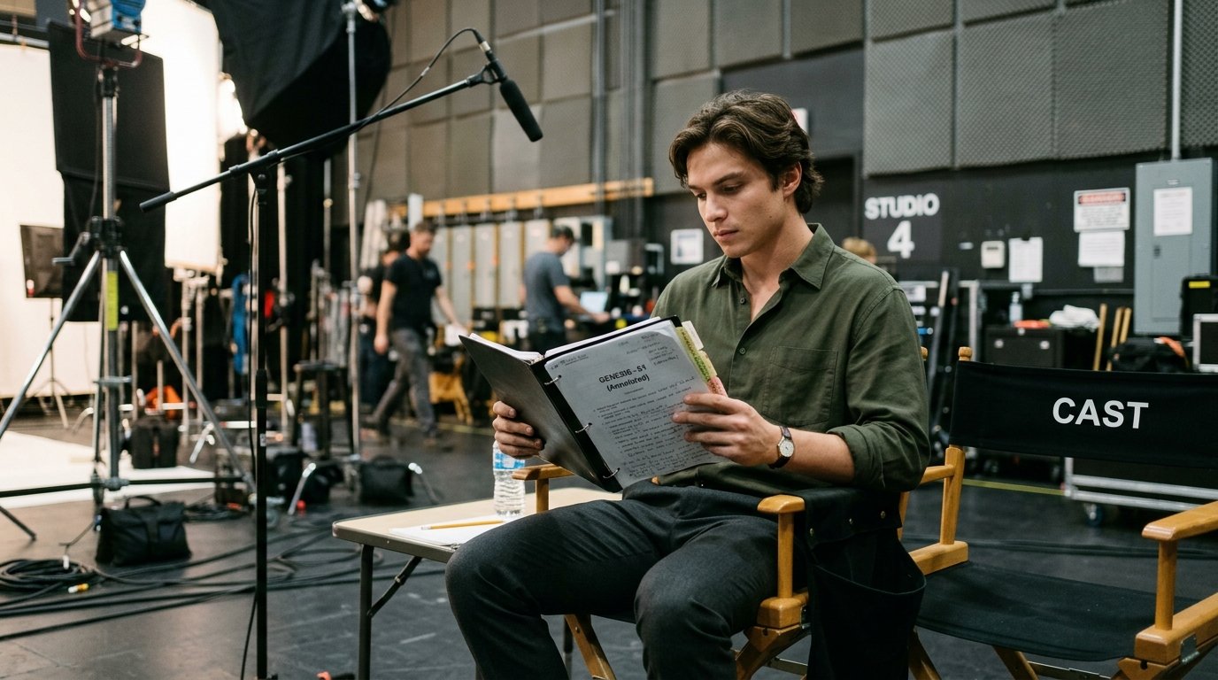 Nicholas Alexander Chavez net worth candid rehearsal photo on movie set